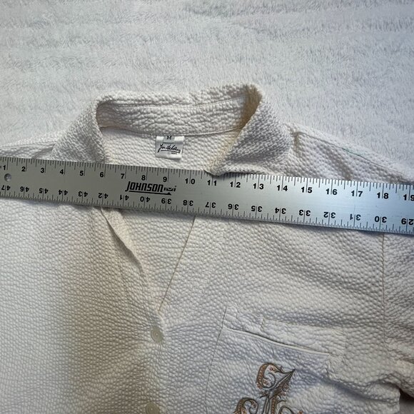 Jan de Luz Carmel Womens Textured Button Down Tunic Shirt Dress Medium White - Picture 6 of 8